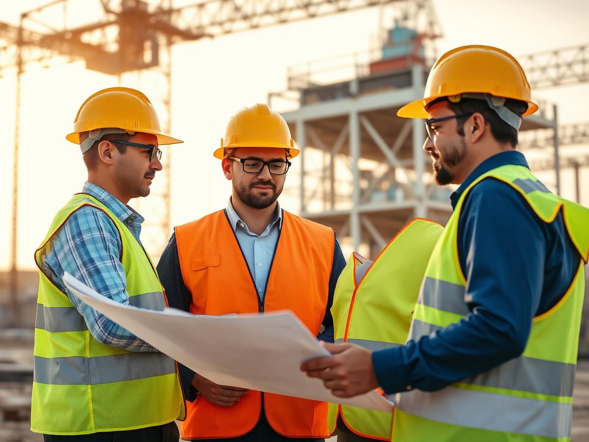 Pams Group engineering team reviewing plans on site